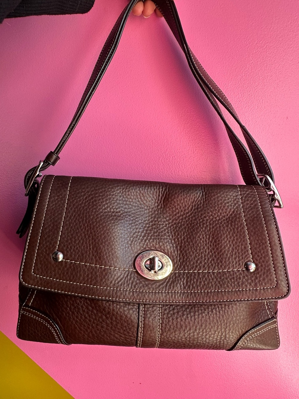 Vintage Coach Hamilton Pebbled Leather Flap Bag